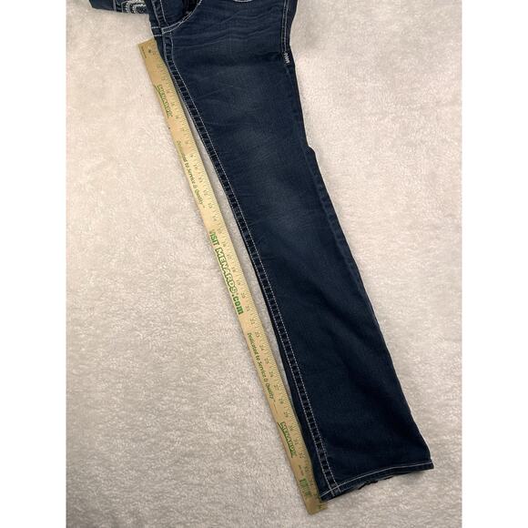 Big Star Vintage Jeans Womens 26XL Liv Boot Dark Wash Distressed Denim Low Rise - Picture 6 of 9